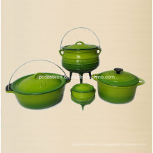 Ensemble de cuisson en fonte 4PCS en couleur verte